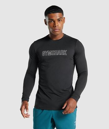 Long Sleeve Męskie Gymshark Arrival Grafiką Czarne | PL 3677BEX